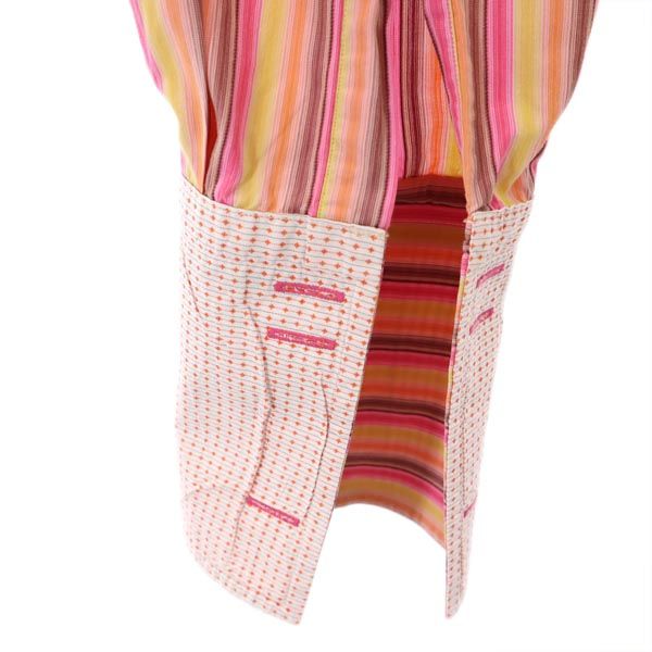 BOSS ボス ストライプ柄 長袖 シャツ M ピンク系 ダブルカフス メンズ