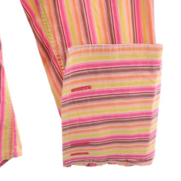 BOSS ボス ストライプ柄 長袖 シャツ M ピンク系 ダブルカフス メンズ