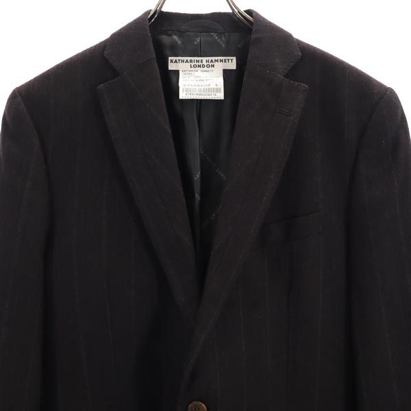 KATHARINE HAMNETT キャサリンハムネット ウールブレンド ストライプ テーラードジャケット L グレー系 メンズ