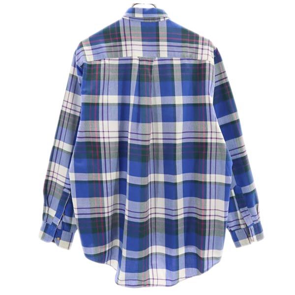 IZOD アイゾッド 90s オールド チェック 長袖 ボタンダウンシャツ M ブルー メンズ