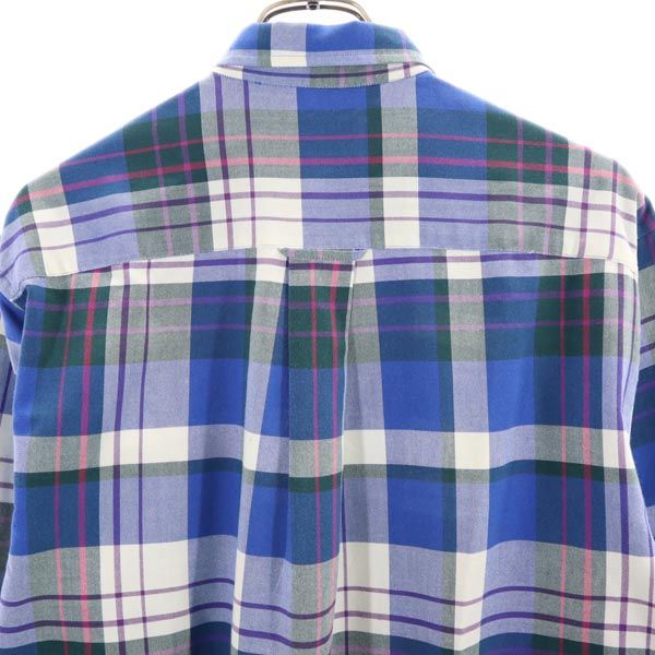 IZOD アイゾッド 90s オールド チェック 長袖 ボタンダウンシャツ M ブルー メンズ