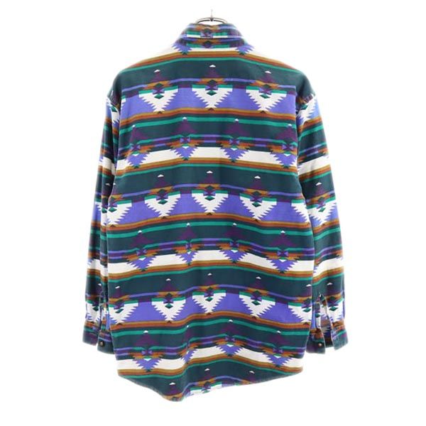 RED ROVER 90s オールド 総柄 長袖 シャツ M グリーン系 RED ROVER レディース
