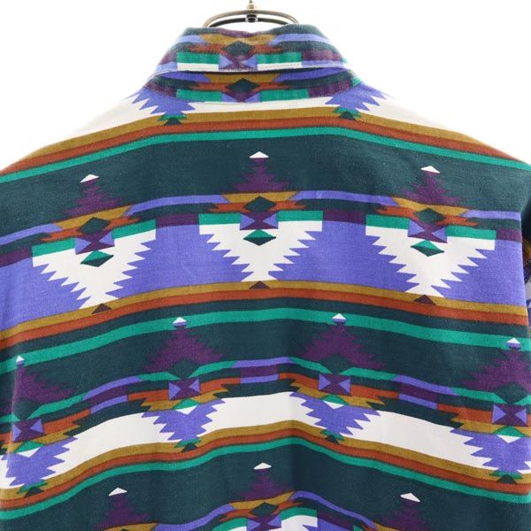 RED ROVER 90s オールド 総柄 長袖 シャツ M グリーン系 RED ROVER レディース