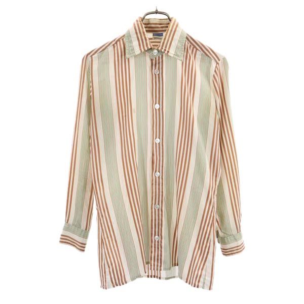 Durban ダーバン オールド イタリア製 ストライプ 長袖 シャツ S ブラウン系 メンズ