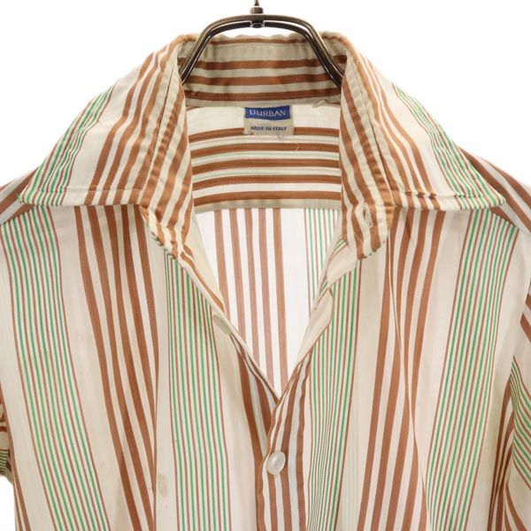 Durban ダーバン オールド イタリア製 ストライプ 長袖 シャツ S ブラウン系 メンズ