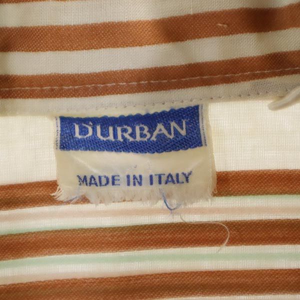 Durban ダーバン オールド イタリア製 ストライプ 長袖 シャツ S ブラウン系 メンズ
