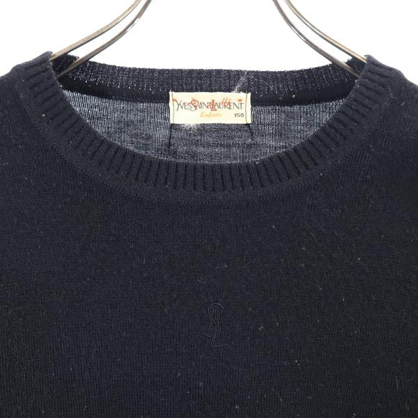 YVES SAINT LAURENT イヴサンローラン 80s 90s オールド ウールブレンド 長袖 セーター 150 ブラック系 ニット キッズ