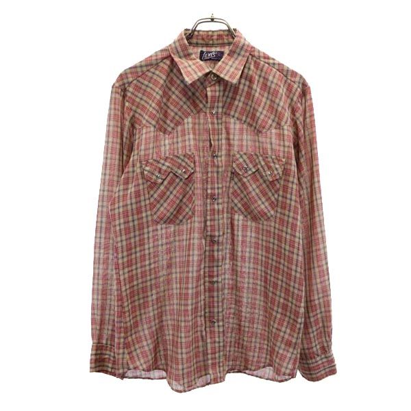 リーバイス 70s ヴィンテージ チェック 長袖 ウエスタンシャツ L 赤系 Levi's メンズ