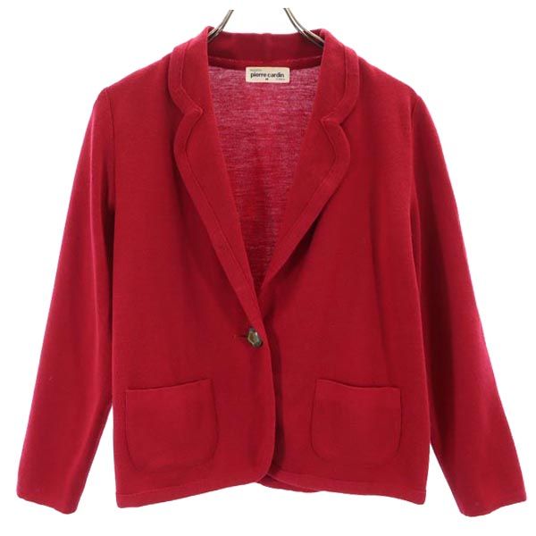 Pierre Cardin ピエールカルダン ウール ニット テーラードジャケット M レッド レディース