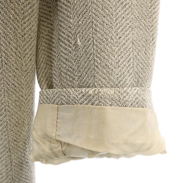 MAX MARA マックスマーラ イタリア製 ウール シルクブレンド ヘリンボーン柄 テーラードジャケット 38 カーキ系 レディース