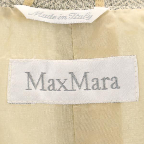 MAX MARA マックスマーラ イタリア製 ウール シルクブレンド ヘリンボーン柄 テーラードジャケット 38 カーキ系 レディース