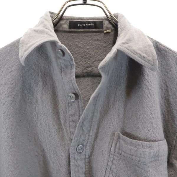 Pierre Cardin ピエールカルダン カシミヤウール 長袖 シャツ M グレー 起毛 レディース