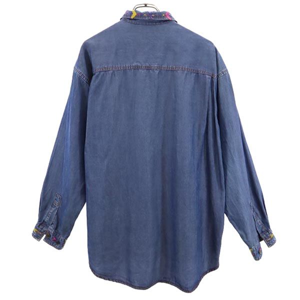 サンタフェ 日本製 長袖 シャンブレーシャツ 4 ネイビー santa fe メンズ