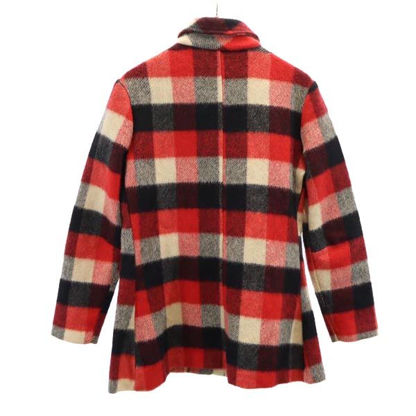 RUSS 70s ヴィンテージ USA製 チェック柄 ウールジャケット M ネイビー レディース
