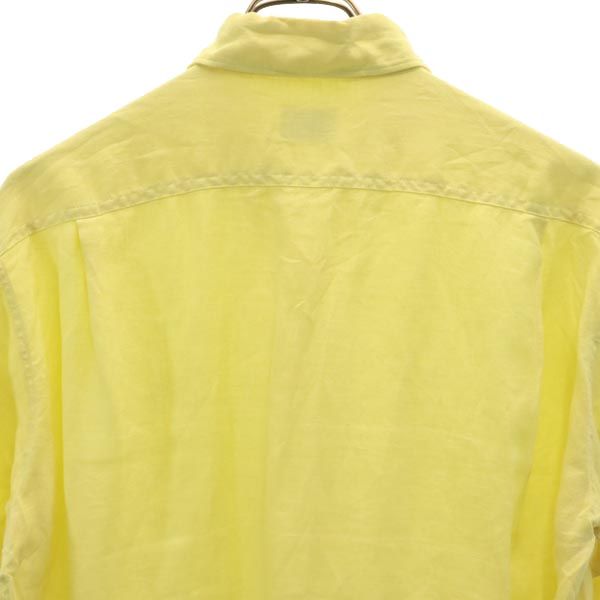 LACOSTE ラコステ リネン 長袖 ボタンダウンシャツ 4 イエロー メンズ