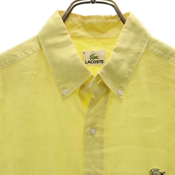 LACOSTE ラコステ リネン 長袖 ボタンダウンシャツ 4 イエロー メンズ