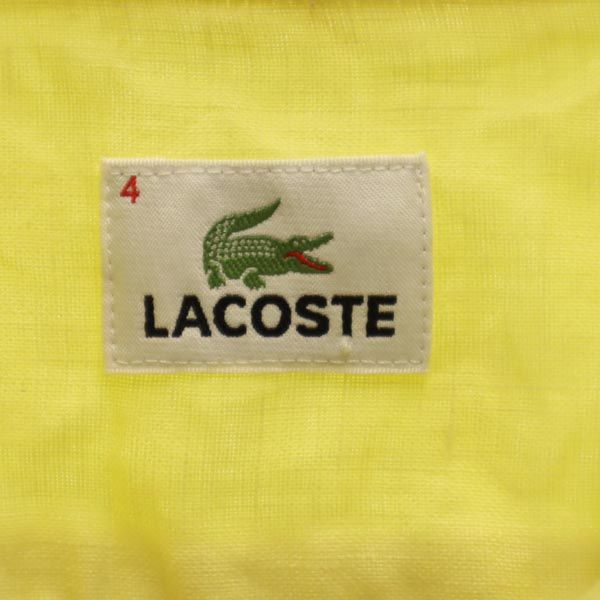 LACOSTE ラコステ リネン 長袖 ボタンダウンシャツ 4 イエロー メンズ