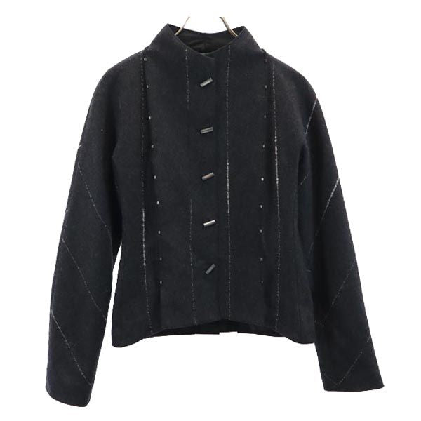 KRIZIA クリツィア イタリア製 ウールブレンド ジャケット 40 ブラック系 ハイネック レディース