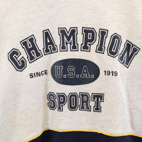 Champion チャンピオン 90s 青タグ オールド バック プリント 長袖 トレーナー M グレー スウェット メンズ