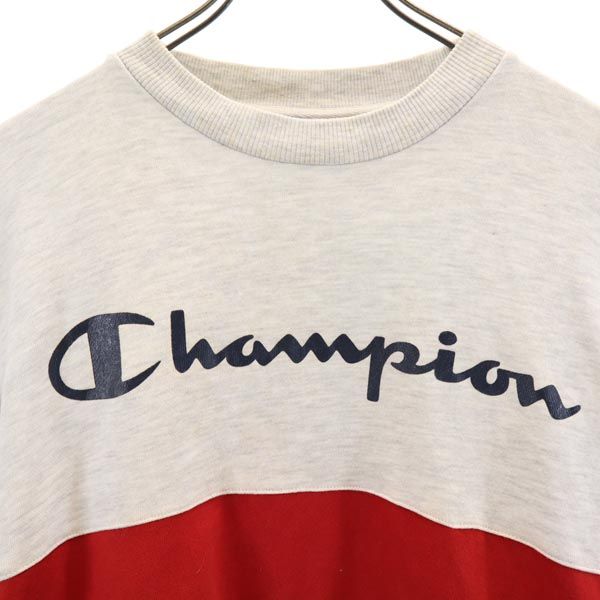 Champion チャンピオン 90s 青タグ オールド バック プリント 長袖 トレーナー M グレー スウェット メンズ