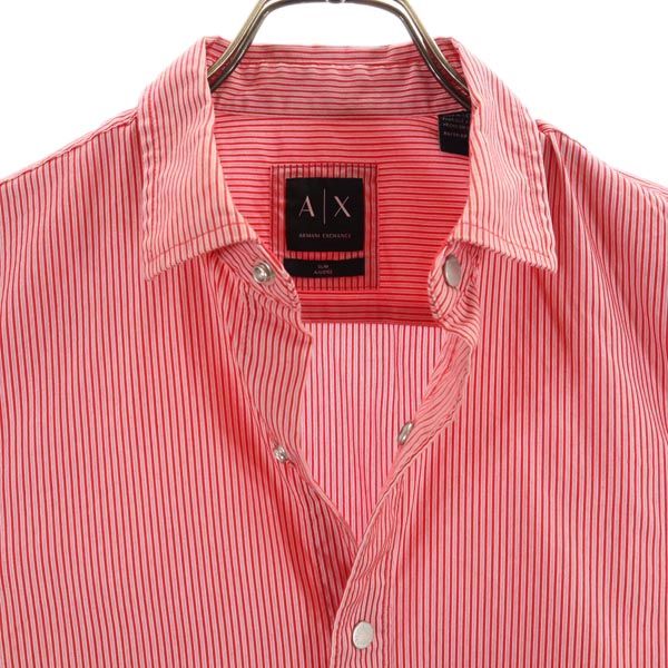 ARMANI EXCHANGE アルマーニエクスチェンジ ストライプ柄 長袖 シャツ XS レッド メンズ