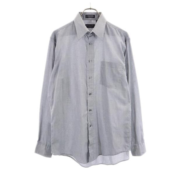 クリスチャンディオールムッシュ 90s オールド USA製 総柄 長袖 シャツ 15 1/2 グレー系 Christian Dior MONSIEUR メンズ
