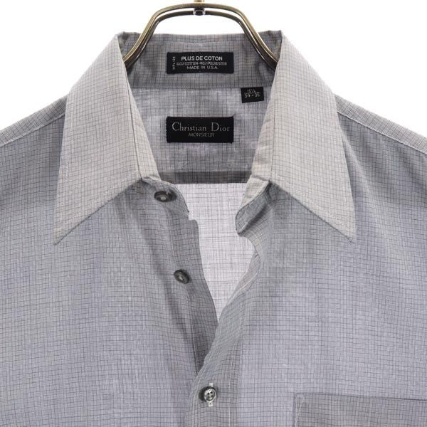 クリスチャンディオールムッシュ 90s オールド USA製 総柄 長袖 シャツ 15 1/2 グレー系 Christian Dior MONSIEUR メンズ