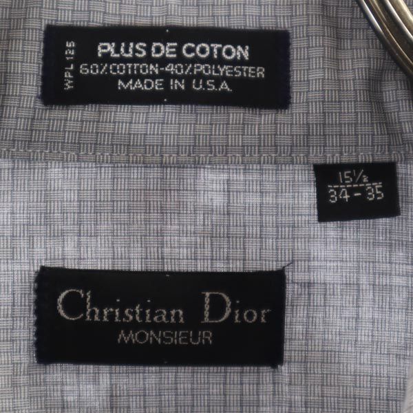 クリスチャンディオールムッシュ 90s オールド USA製 総柄 長袖 シャツ 15 1/2 グレー系 Christian Dior MONSIEUR メンズ
