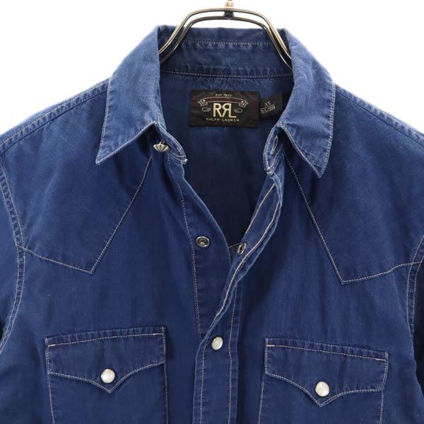 RRL ダブルアールエル ラルフローレン 長袖 ウエスタンシャツ XS ネイビー系 RALPH LAUREN メンズ