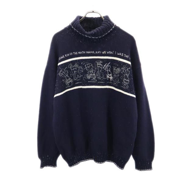 アイスバーグ イタリア製 ウールブレンド 長袖 セーター M ネイビー系 ICEBERG ニット メンズ