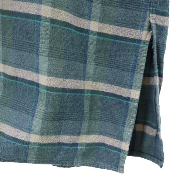 VINTAGE ヴィンテージ 70s ユーロワーク グランパ チェック 長袖 ハーフボタン ネルシャツ 4 グリーン系 メンズ