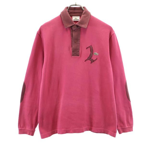 LACOSTE ラコステ 長袖 ポロシャツ 4 ピンク系 エルボーパッチ ロゴ刺_ メンズ