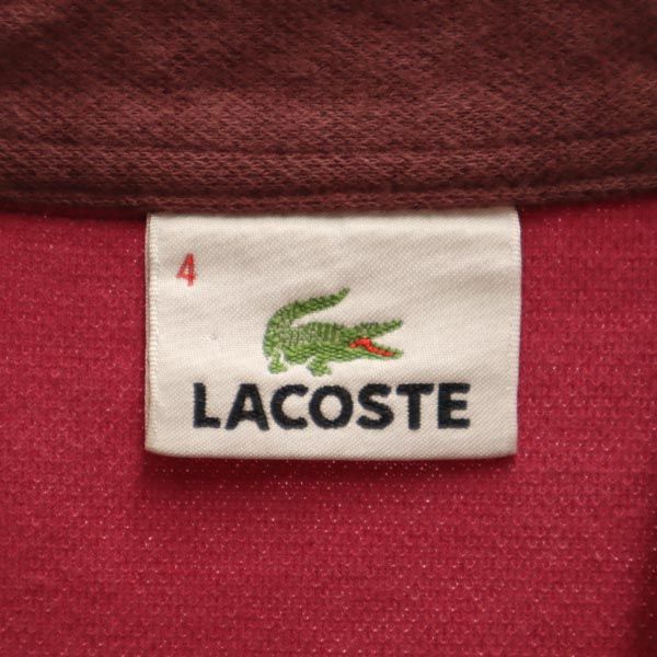 LACOSTE ラコステ 長袖 ポロシャツ 4 ピンク系 エルボーパッチ ロゴ刺_ メンズ