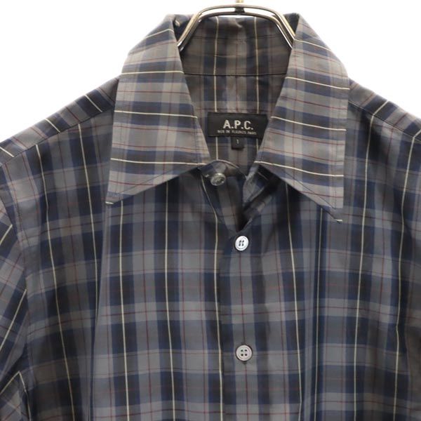 アーペーセー 日本製 チェック 長袖 シャツ 1 グレー系 A.P.C. メンズ