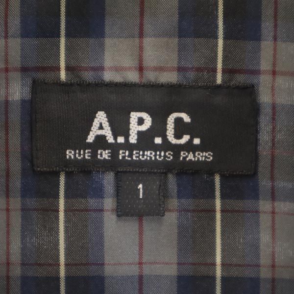 アーペーセー 日本製 チェック 長袖 シャツ 1 グレー系 A.P.C. メンズ