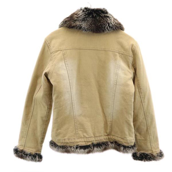 クリスチャンディオール デニムジャケット M ベージュ系 Christian Dior Gジャン ファー襟 レディース