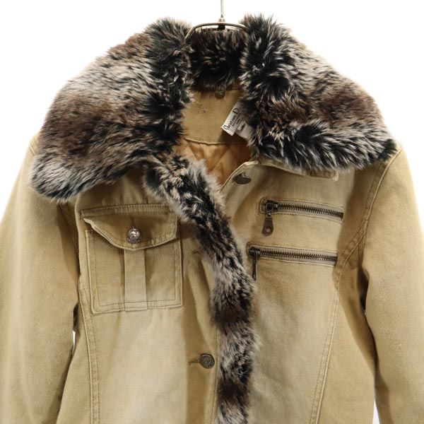 クリスチャンディオール デニムジャケット M ベージュ系 Christian Dior Gジャン ファー襟 レディース