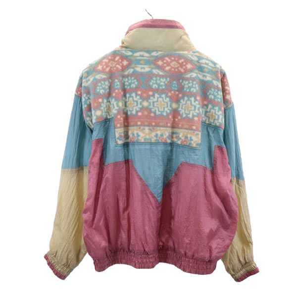 ACTIVE STUFF アクティブスタッフ 90s オールド フリース切替 ナイロンジャケット XL 水色×ピンク×ベージュ ジャンパー メンズ