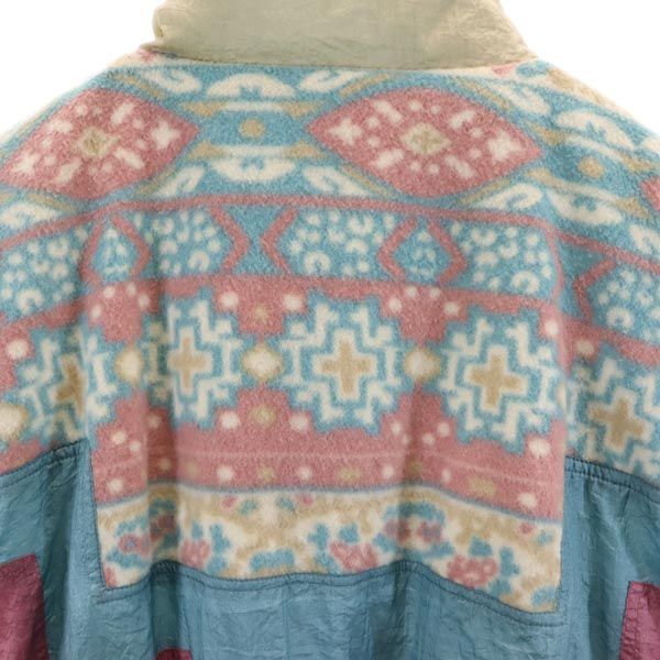 ACTIVE STUFF アクティブスタッフ 90s オールド フリース切替 ナイロンジャケット XL 水色×ピンク×ベージュ ジャンパー メンズ