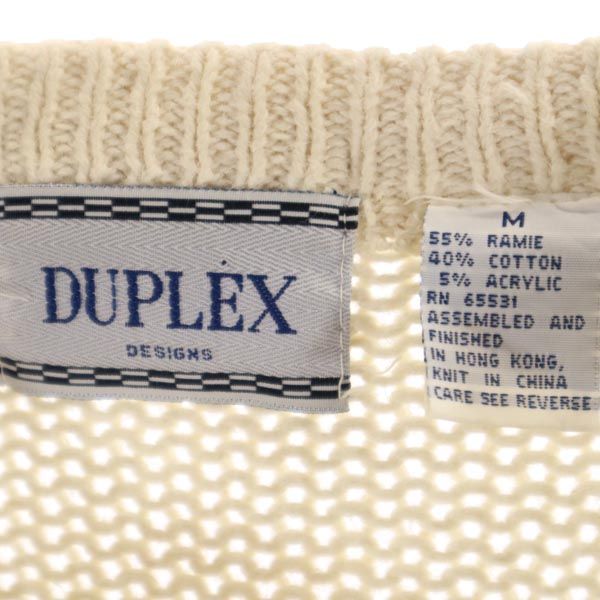 DUPLEX 90s オールド リネンブレンド 長袖 ニット M 白系 セーター メンズ