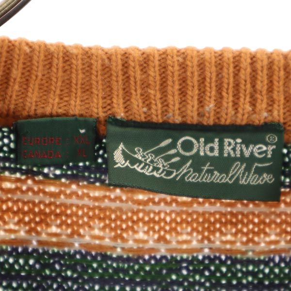 Old River オールドリバー 90s オールド 総柄 長袖 ニット XXL オレンジ系 ビッグサイズ セーター メンズ