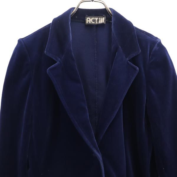 ACT3 アクトスリー ベロア ベロア テーラードジャケット 8 ネイビー レディース