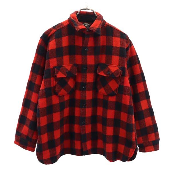 WINTER KING ウィンターキング 50s ヴィンテージ 三角マチ ウール チェック柄 長袖 シャツ レッド×黒 メンズ