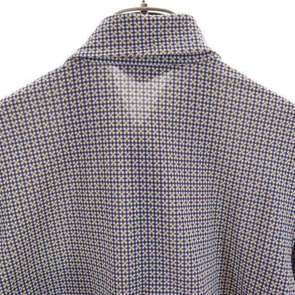 Jantzen ジャンセン 70s ヴィンテージ 総柄 長袖 シャツ L ネイビー系 メンズ