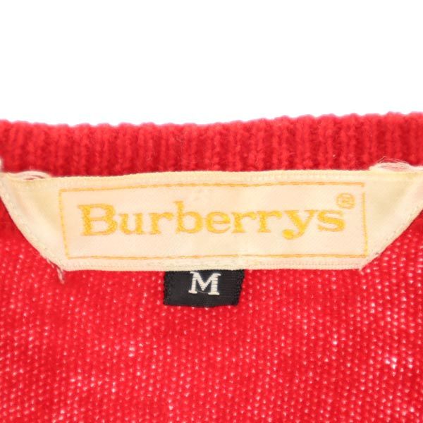 Burberrys バーバリーズ 90s オールド 長袖 Vネック ニット M レッド レディース