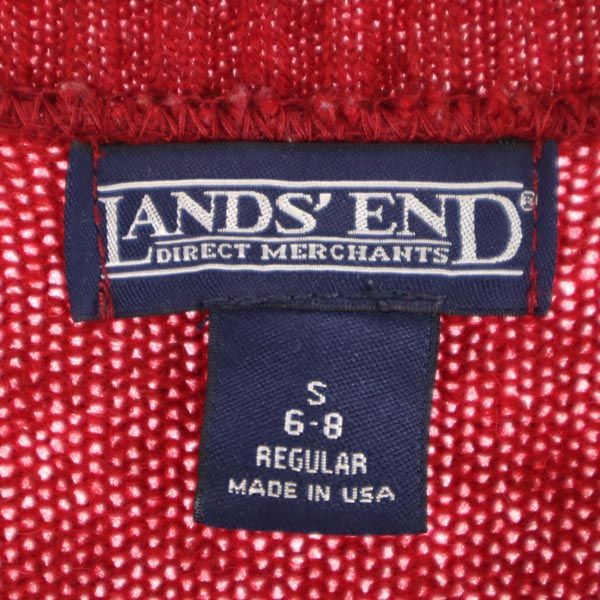 ランズエンド USA製 長袖 クルーネック ニット S レッド LANDS' END セーター メンズ