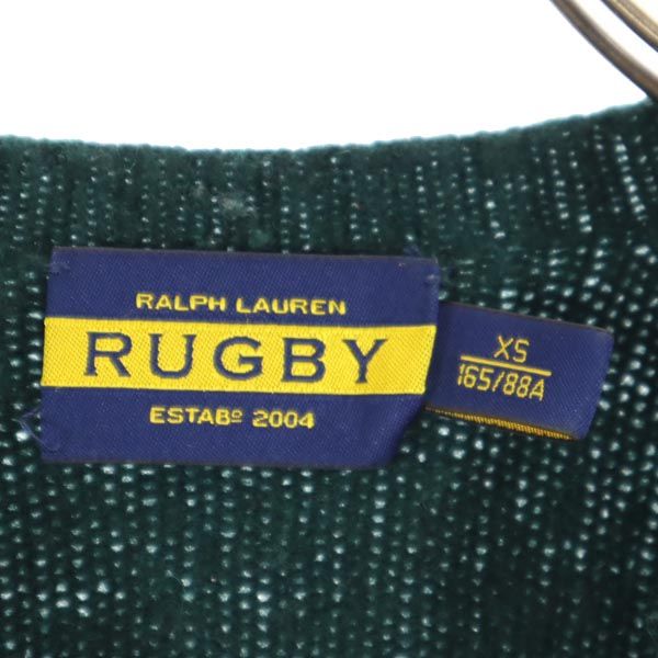 RALPH LAUREN RUGBY ラルフローレンラグビー 長袖 羊革パッチ ニット XS グリーン セーター メンズ