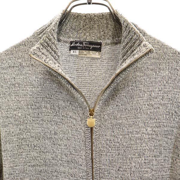 Salvatore Ferragamo サルヴァトーレフェラガモ ウールブレンド 長袖 ニットジャケット XS グレー ブルゾン カーディガン レディース
