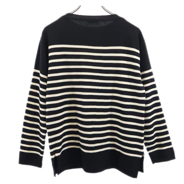 ORCIVAL オーシバル ウール ボーダー柄 長袖 ニット 3 ブラック×ホワイト セーター メンズ