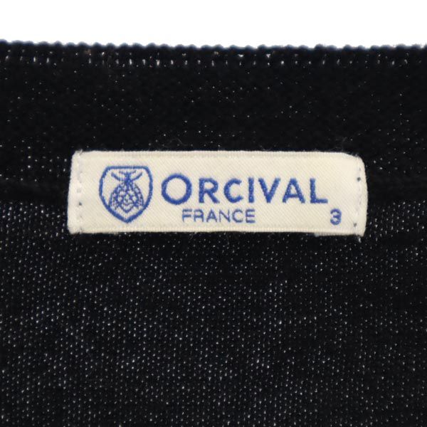 ORCIVAL オーシバル ウール ボーダー柄 長袖 ニット 3 ブラック×ホワイト セーター メンズ